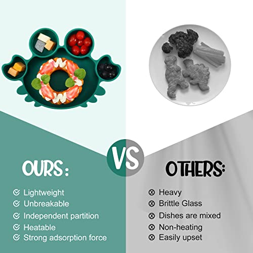 Maxdot 4 Pcs Silicone Baby Plates Toddler Suction Plates Divided Baby Dishes Cute Animal Kids Plates For Toddlers Baby Feeding Eating Supplies, Microwave And Dishwasher Safe, 4 Designs #TOP6