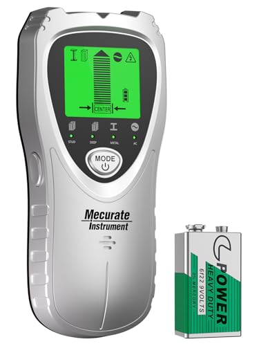 Mecurate Stud Finder Wall Scanner Sensor - 5 in 1 Electronic Stud with LCD Display & Audio Alarm for Wood AC Live Wire Metal Studs Detection Joist Pipe(Grey)