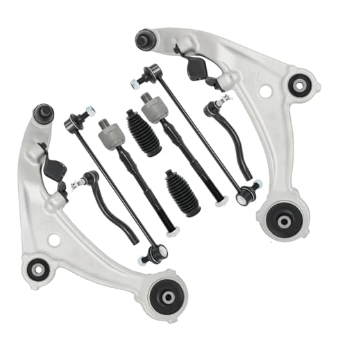 10pcs Front End Suspension Kit For 2007-2013 Nissan Altima, Lower Control Arms w/Ball Joints Inner & Outer, Tie Rods Boots Sway Bars Replacement K620195,K620196,K750094,K750095,ES800357