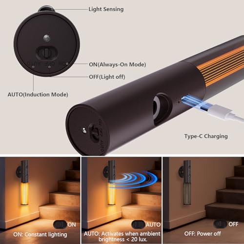 Image of 2Pack Motion Sensor LED Night Lights, Rechargeable Battery Operated Indoor Smart Motion Detector Nightlights with 3 Modes&3 Brightness, Auto Body Sensor Dimmable Wall Lamps for Closet Stairway Cabinet