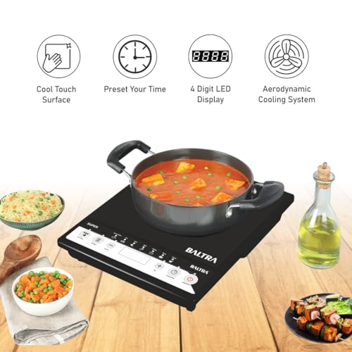 Image of BALTRA Super Induction Cooktop 1400 W | 7 Versatile Cooking Modes | Cool Touch Surface, Preset your Timer, Overheat Protection, Energy Saver | Lightweight & Durable Induction | 1 Year Warranty