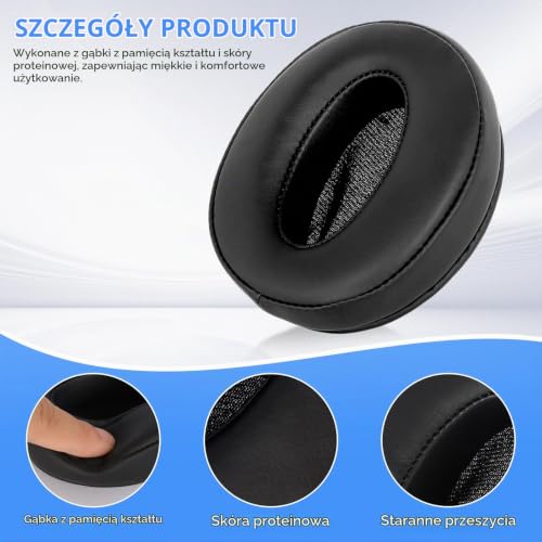 Para nakładek na uszy z miękką skórą proteinową, gąbka, czarna, profesjonalne zapasowe nauszniki, z pianki o wysokiej gęstości, do Sennheiser HD4.50 BTNC Wireless