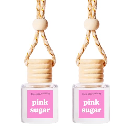 Image of COOLGIRLCANDLES Pink Sugar Car Air Hanging Fragrance Oil Diffuser - Essential Oils Air Freshener for Automobiles, Long Lasting Scents Aromatherapy