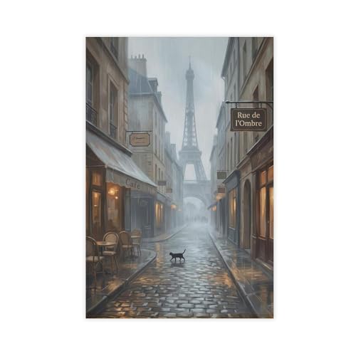 Toile Paris sous la pluie pour retrouver la poesie des rues de France