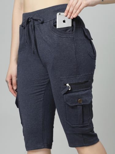Image of UZARUS Womens Cargo Capri Shorts with 9 Pockets