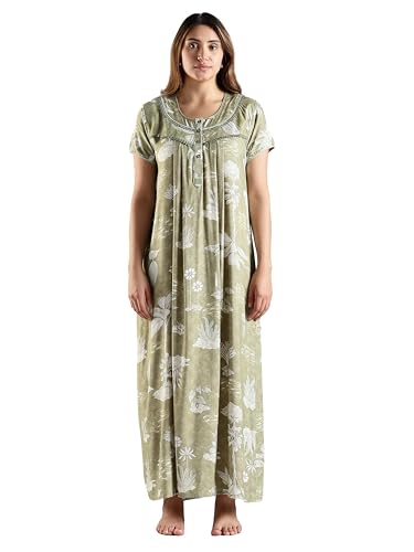 Image of 9shines Label Premium Alpine Maxi Designer Nighty | Floral Print Maxi for Women | Night wear for Women | | Full Length Night Gown for Women | Night Dress for Women Stylish (2467)