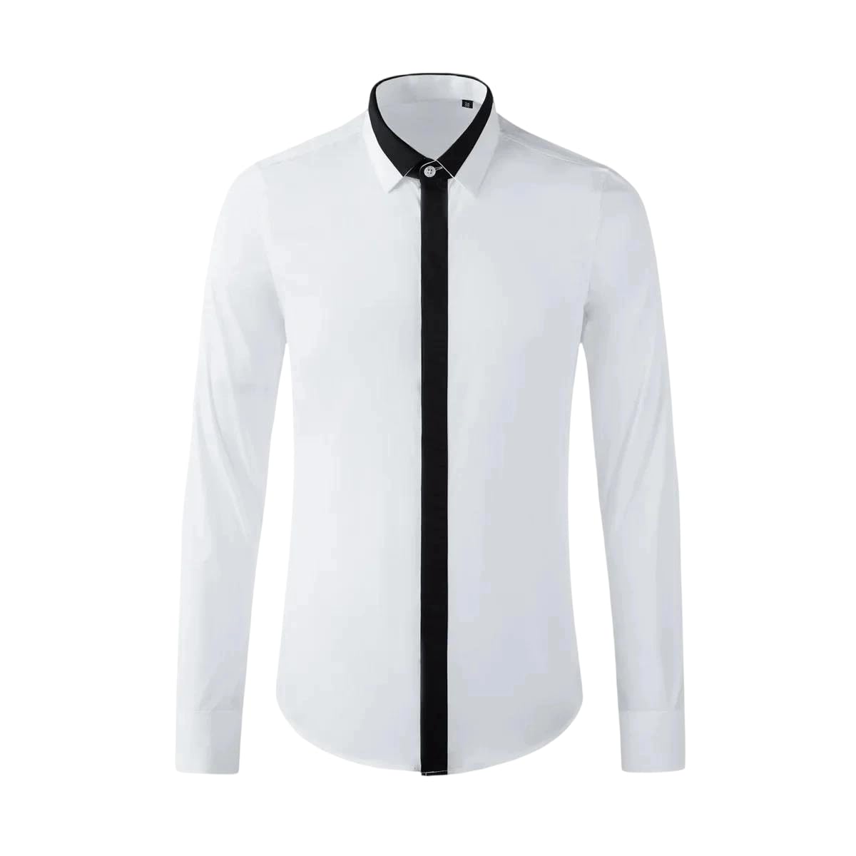 Hdhdeueh Men Black White Splice Shirt Long Sleeve 100 Cotton Slim Fit Casual Party Dress