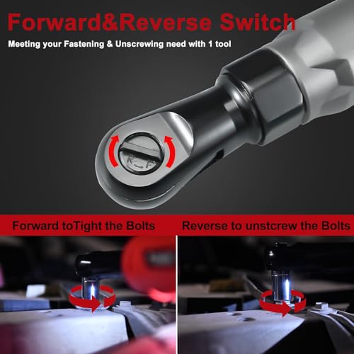 Image of AOBEN 21V 1 /2 inch Cordless Ratchet Wrench Kit-74 Ft-lbs Brushless Electric Power Ratchet with Variable Speed, 2X2000mAh Lithium-Ion Battery, Charger, 8 Sockets, 1 /4 inch & 3 /8 inch Adaptors, 3 inch Extension Bar