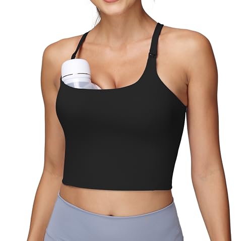 Foucome Nursing Tank Tops for Breastfeeding Y-Back Racerback Longline Maternity Sports Bra Workout Crop Top2