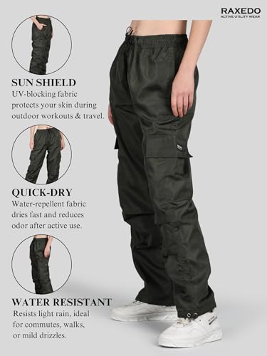 Image of Parachute Pants for Women - Water-Resistant Cargo Pants for Women | Stylish Activewear for Travel, Office, Gym, Trekking & Everyday Comfort | Korean Pants for Woman