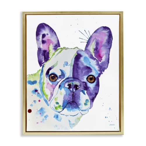 French Bulldog Modern Face Portrait, 25 x 31 Inch Canvas in Floater Frame