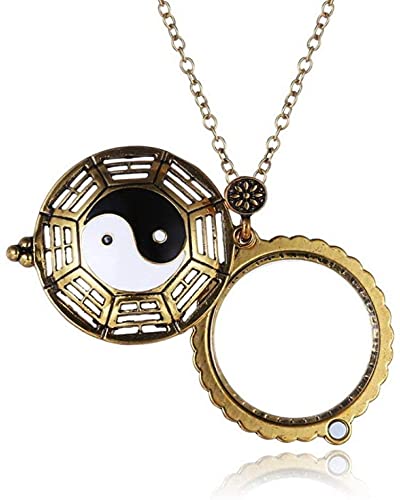 Collier loupe 5X pendentif rétro doré avec longue chaîne de pull pour lecture