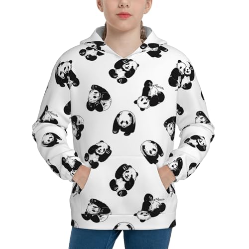 Giant Pandas Kid Hoodies Boys Sweatshirts Girls Pullover with Pocket