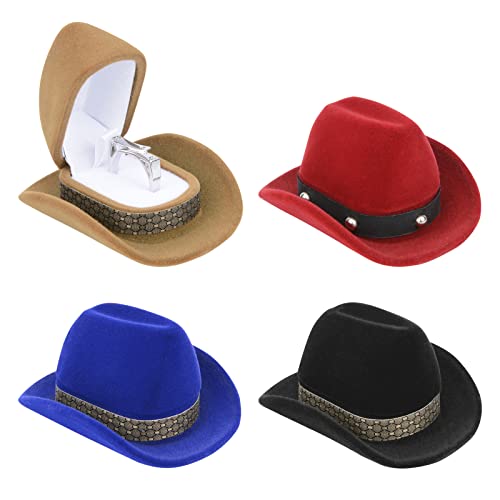 Yipinu Retro Cowboy Hat Jewelry Box |Noble Velvet Engagement Ring Earring Organizer | Western Cowboy Hat Jewelry Box (Brown) #TOP23