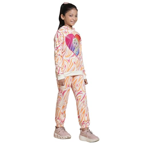 Image of Kidsville Frozen Printed Regular Fit Co-Ord Set For Girls