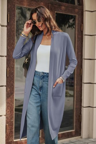 Image of GRACE KARIN Essential Solid Open Front Maxi Long Knitted Cardigan Sweater for Women