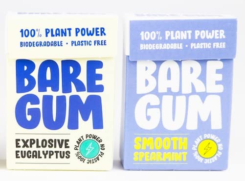 Bare Gum Try The Mints 2 Pack 1 x Explosive Eucalyptus & 1 x Smooth Spearmint | Natural Plastic Free, Plant Based Vegan & Keto Friendly, Aspartame Free & Sugar Free Chewing Gum