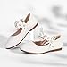 PANDANINJIA Toddler Girls Dress Shoes Flower Girl Flats Pearls Bow Mary Jane Wedding Party White Shoes Flora Size 10(White Pu,10 M US Toddler)