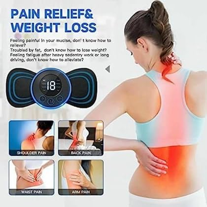 Image of EMS Muscle Stimulator Electric Handheld Mini Portable Electric Rechargeable Neck, Shoulder and Body Butterfly Massager for Pain Relief and Health & Personal Care (Blue, Medium- 1 Pc)