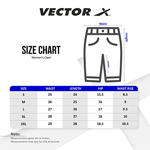Image of Vector X Polyester Relaxed Regular Fit Capri Activewear for Women (Black)