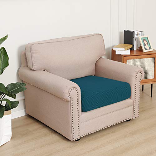 Image of Easy-Going Stretch Cushion Cover Sofa Cushion Furniture Protector Sofa Seat Sofa slipcover Sofa Cover Soft Flexibility with Elastic (Chiar Cushion,Peacock Blue)