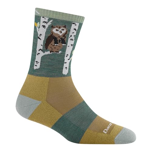Darn Tough Vermont Critter Club Women's Socks - Micro Crew Lightweight Merino Wool Hiking Socks - Owl Green, M