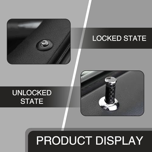 Sephile 4 PCS Car Carbon Fiber Door Lock Knob, 1.45\" x 0.39\" Personalized American Flag Decorative Door Lock Pull Pin Cover, Alloy Rust-Proof Inner Door Knob Accessories, Universal for Cars (Black)