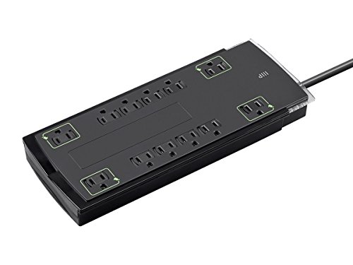 Monoprice 12 Outlet Slim Surge Protector Power Strip - 10 Feet - Black | Heavy Duty Cord | Ul Rated, 4,230 Joules With Grounded And Protected Light Indicator #TOP4