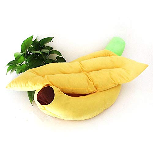 Playdo Banana Shape Beds Detachable Mat Warm Soft Punny Dogs Sofa Bed (Small, Yellow) #TOP1