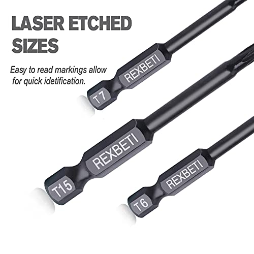 Rexbeti 24 Piece Torx Head Screwdriver Bit Set, Magnetic 1/4 Inch Hex Shank S2 Steel Tamper Resistant Star Bits Set, 1" And 2.3" Long Drill Bit (24-Torx Bit Set) #TOP3