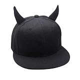 XMYNB Basecap Mütze Männer Frauen Hip-Hop Hut Schwarzer Baumwolle Punk Horn Baseballkappe Snapback-Kappe Mit Hörnern Eltern-Kind-Hut