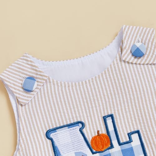 FYBITBO Fall Baby Boy Clothes Newborn Halloween Outfit Corduroy Tractors Truck Pumpkin Romper Sleeveless Onesie3