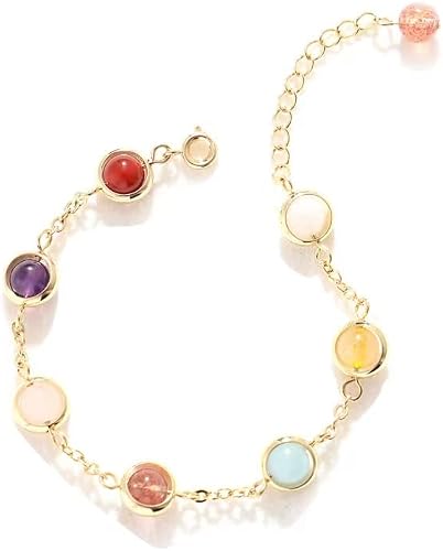 Protection Crystal Bracelet Handmade Chakra Bracelets Healing Stone Bracelet Spiritual Anxiety Jewelry for Girls Women Aesthetic Amethyst Rose Quartz Carnelian Gemstone Beads Wish Bracelet Gift