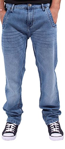 Jeans droit homme bleu en coton Blue Stripe tailles 40 à 52