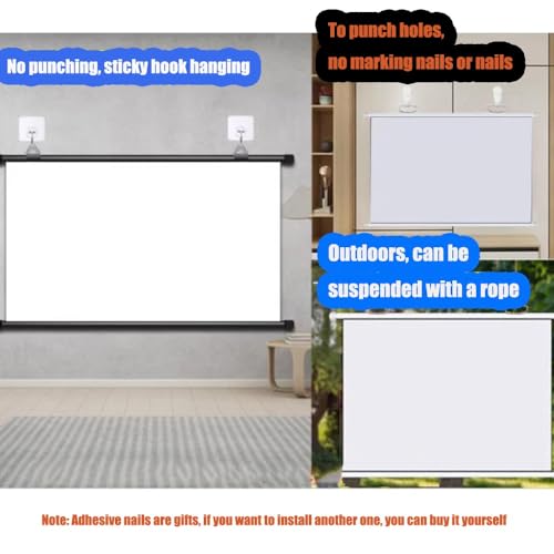 Pantalla manual para proyector 60" 16:9 para cine en casa miniatura 3