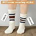 SEEKSOCK Crew Socks for Women Striped Colorful Cotton Breathable Comfort Calf Tube Slouch Scrunch Socks, A1-6 Pairs Retro Multicolor