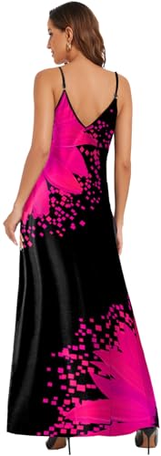 Image of Women's Maxi Sunflower Dresses Sleeveless Long Tie Dye Dress Casual Sundresses with Pockets