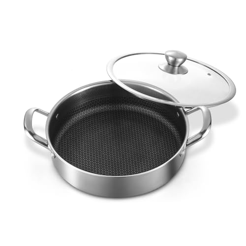 Toutrop Saute Pan,10 Inch Nonstick Deep Frying Pan,316L Stainless Steel Saut&eacute; Pan with...