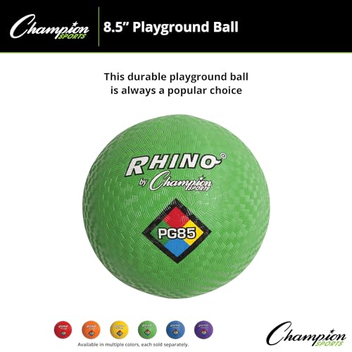 Champion Sports Rhino Playground Balls 8.5"D - Two Ply, Nylon Wound, GREEN