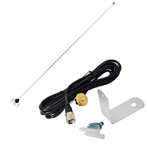 HYS VHF 136-174Mhz 2meter 17.9inch NMO Antenna with NMO Mount 4meter(13.1ft) PL259(UHF Male) RG58 Coax Cable and L Shape Fender Bracket Mount for Trunk Car Mobile Radio Transceiver