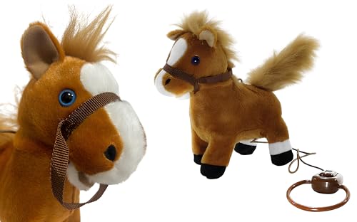 cavallo in peluche con suoni realistici e movimento interattivo giocattolo educativo per bambini che amano gli animali della fattoria morbido al tatto facile da maneggiare ottimo per sviluppare fantasia coordinazione e interazione gioco sicuro con bordi arrotondati materiali di qualità certificati