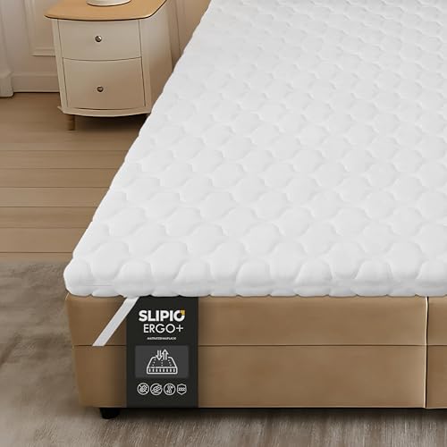 SLIPIO Matratzen Topper 130x190 cm Matratzentopper | 5cm hoch | Ergo+ optimale Körperanpassung Matratzenauflage| Bezug atmungsaktiv & Maschinenwaschbar | Hypoallergen | Gesteppter | Hochwertige