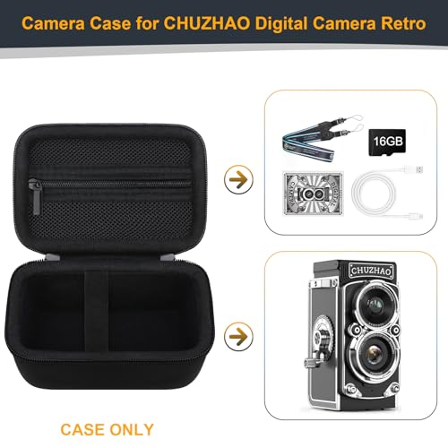 Funda RAIALL para cámara mini digital vintage CHUZHAO negra miniatura 3