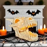 Seasons LED Light Up Dragon Skull Halloween Decoration, Color Changing Red Yellow Orange Lights for Crazy Bonez Skeleton Line