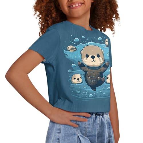 Tongluoye Crop Tops for Girls Summer Shirts Crew Neck Short Sleeve Tops Kids Clothes4