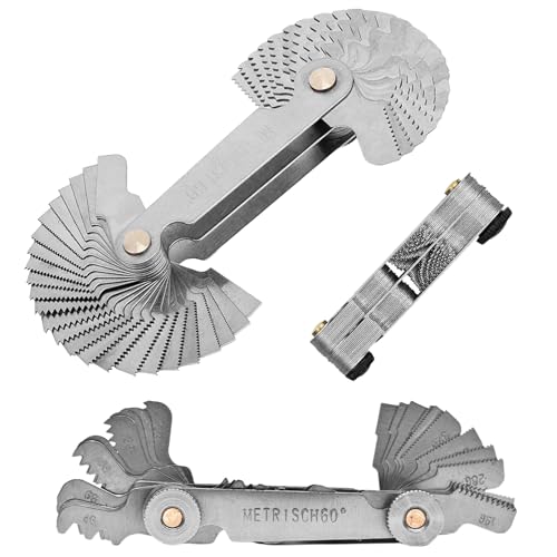 52 Blätter Edelstahl Gewindelehre Metrisch 60Grad 0,25-6,0 mm und Zoll55Grad 4G - 62G Gewindeschablone Feingewinde Messwerkzeug,Radiuslehre,Messlehre,Messwerkzeuge,Metrisch 24Blatt und Zoll 28Blatt