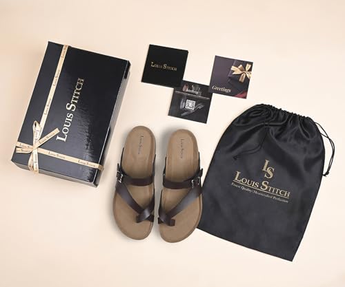 Image of LOUIS STITCH Comfortable Open Toe Cork Sandals | Lightweight Casual Sliders with Toering and Easy Slip-on Slippers | Back Open Sandals | LSOF-10