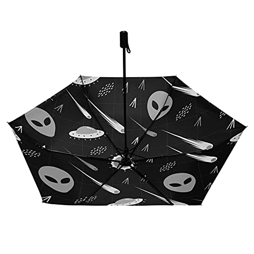 Parapluie pliable compact léger noir motif Star et Soleil univers