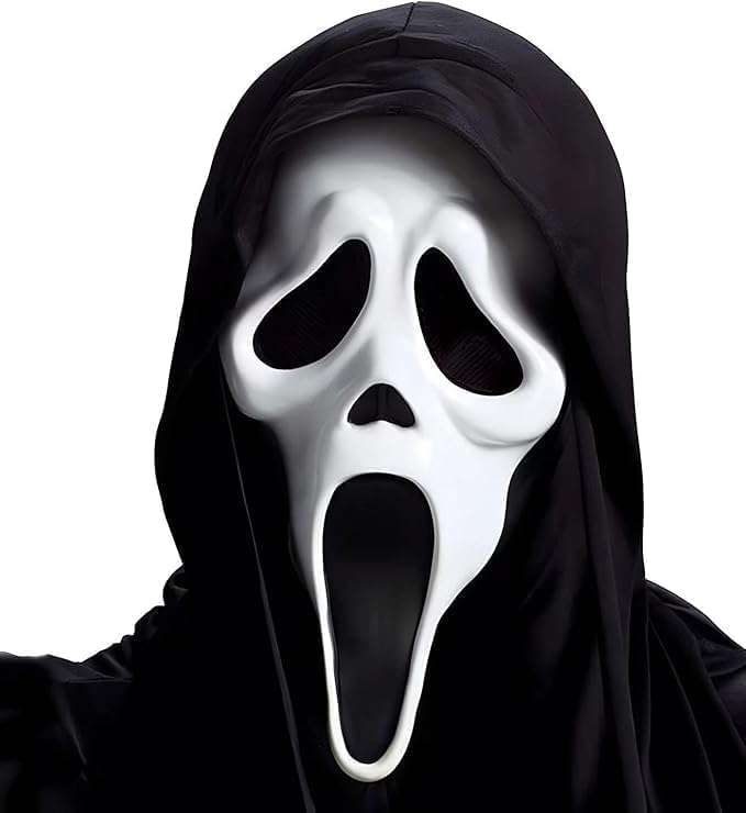 itsSpooky Halloween Scary Latex Mask Halloween Horror White Face Mask Full Head Skeleton Shaped Skull Mask Masquerade Cosplay Party Costume Decoration Props