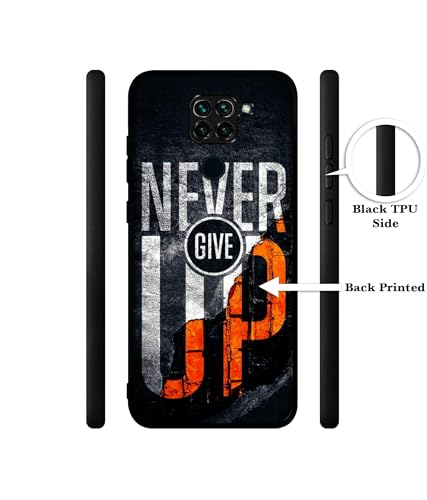Image of Never Give Up Design Premium 2D Printed Metal Back Case Cover for Mi Redmi Note 9 4G